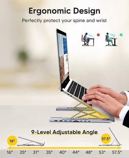 Mukiya USB C Laptop Docking Station Stand, Dual Monitor 4K@60Hz, 9 in 1 USB C Hub with 2 HDMI, 2 USB 3.0, PD 100W, Universal Dock Station for MacBook Pro/Air/Dell/HP/Surface/Lenovo