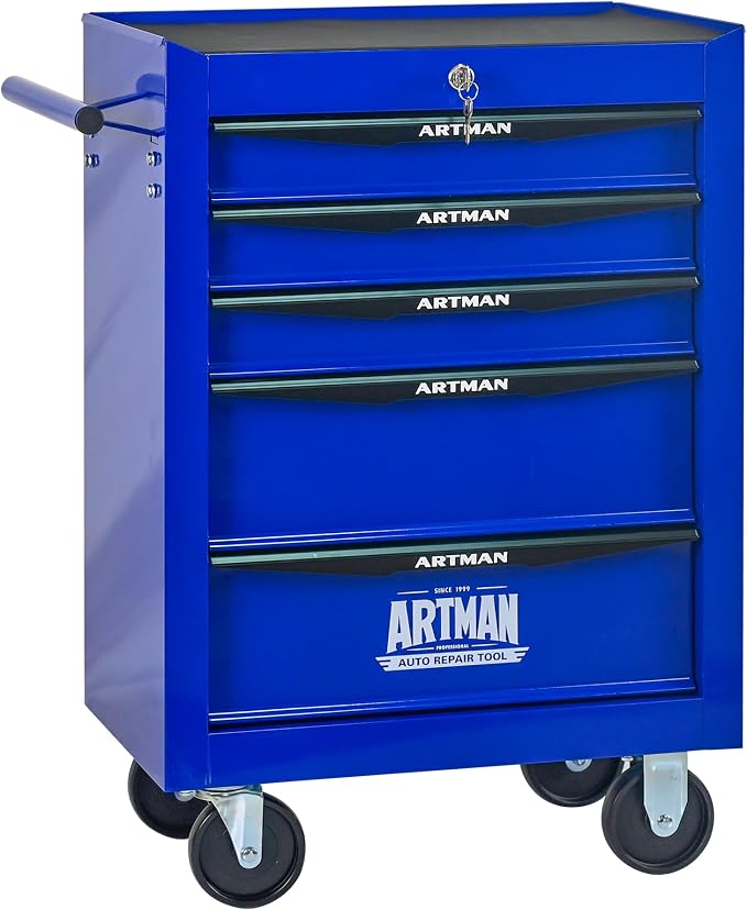 RYH 5 Drawers Rolling Tool Chest - 13" D x 20.9" W x 30.5" H Heavy Duty Mobile Tool Cart with Locking Wheels & Ball Bearing Drawers, Garage Tool Storage Cabinet (Blue, 5 Drawers)