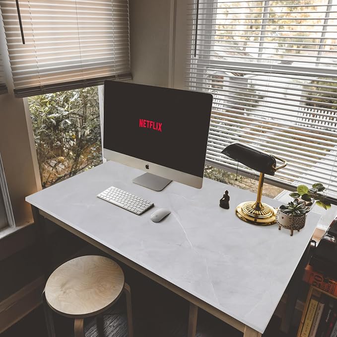 Kaboon 48x30 inches Tabletop, Solid One-Piece Desktop for Sit Stand Desk, Double Desks, L Desk DIY,Wood Countertop Home or Commercial Use,1 inch Thick, White Rock, 30" D x 47.25" W