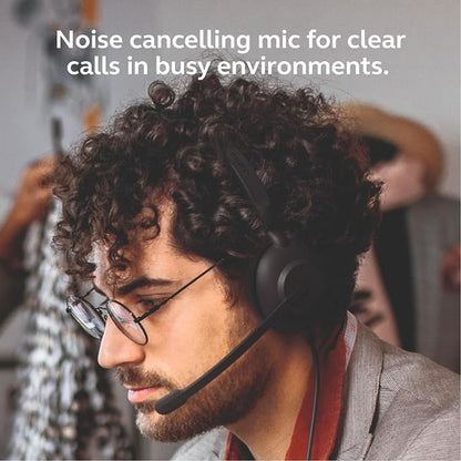 Jabra Evolve 10 Wired Headset with Noise-Cancelling Microphone for PC/Laptop Use, Easy USB-A Setup, TCO Certified, Lightweight Design, Inline Call/Volume Controls for Online Meetings, Black