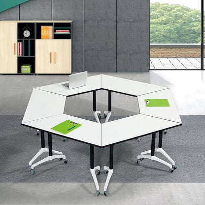 Folding Conference Room Table,6 pack Conference Table with Wheels,Flip Top Rolling Seminar Meeting Table,Mobile Training Room Tables-Easy to Move,Foldable Office Conference Tables-Space Saving