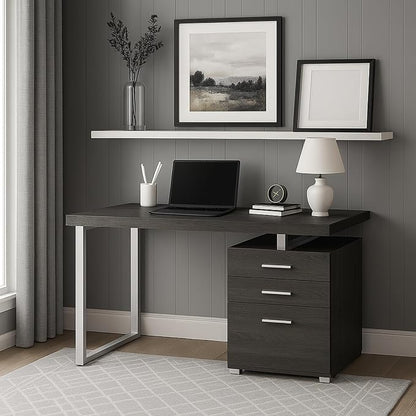 CARTESIAN Reversible 47 Inch 3 Drawer Office Computer Desk in Weathered Gray