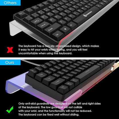 Clear 366 Kinds RGB Acrylic Tilted Computer Keyboard Holder,PC Keyboard Stand Tray Holder for Easy Ergonomic Typing and Working at Home and Office Upgraded Version