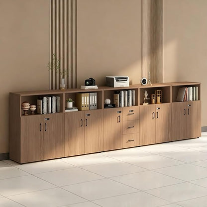 File Cabinet with Password Lock, Wood Lateral Filing Cabinet for Letter/A4 Files, 3 Drawer with Door, Printer Stand with Open Shelves for Home Office