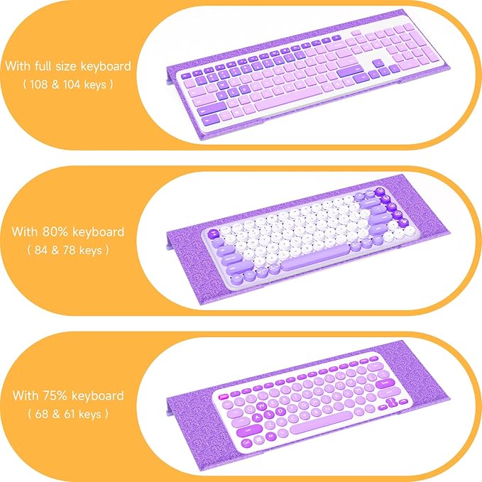 Ergonomic Computer Keyboard Stand - 17 Inch Glitter Purple Acrylic Keyboard Riser for Desk Tilted Keyboard Holder Tray with Non-Slip Strip for Home Office Easy Typing & Working