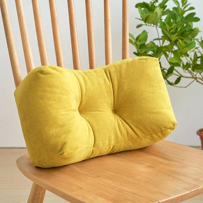 Back Pillow for Chair, Lumbar Support Pillow for Office Chair Lower Back Pain Relief Soft Cushion Car Bed Couch Sitting High Elasticity (Yellow, 35cm*16cm*20cm)