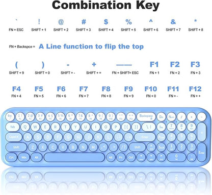 MOFII Wireless Keyboard and Mouse Combo, Full Size 2.4G Retro Round Computer Keyboard and Mouse Set, Plug and Play, for Windows, Computer, Desktop, PC, Notebook - (Blue Gradient)