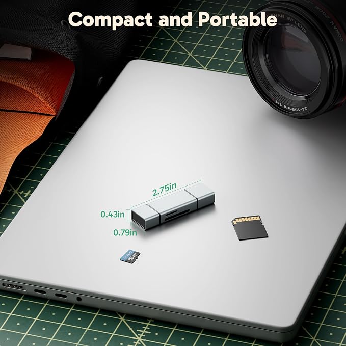 AKASO SD Card Reader - USB 3.0 Type C to Micro SD Card Adapter, Memory Card Reader for SD/Micro SD/SDHC/SDXC Card, Compatible with Smartphones, Laptops, Tablets, Personal Computer and Cameras
