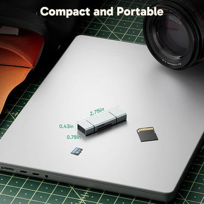 AKASO SD Card Reader - USB 3.0 Type C to Micro SD Card Adapter, Memory Card Reader for SD/Micro SD/SDHC/SDXC Card, Compatible with Smartphones, Laptops, Tablets, Personal Computer and Cameras