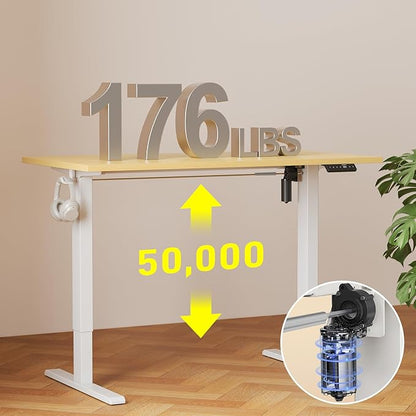WALKINGDESK 40x24 Inches Whole Piece Electric Standing Desk, Seamless One Piece Height Adjustable Sit to Stand up Desk for Home Office, Ergonomic Computer Workstation, Oak