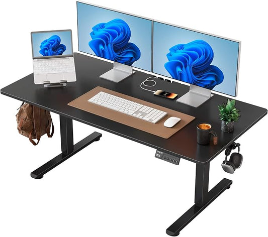 YIHAYO One-Piece Low Height Adjustable Desk, Lifts 18.1-28.3 Inches, Electric Standing Desk for Short People, 48 x 24 Inches Computer Table with Splice Board for Home Office, Black
