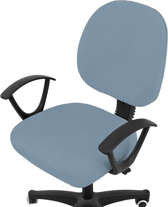 Smiry Stretch Jacquard Office Computer Chair Covers, Removable Washable Universal Desk Rotating Chair Slipcovers Protector, Seat + Backrest Cover, Airy Blue