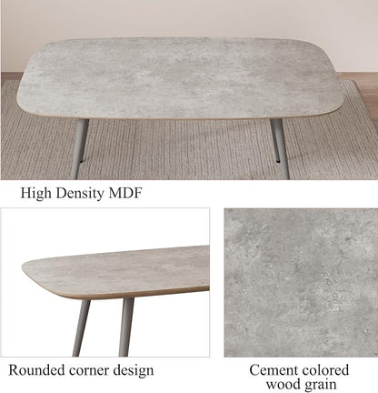 HIPIHOM 47.2'' Modern Farmhouse Dining Table, Wooden Rectangular Dining Table with Metal Legs for 4-6 People for Dining Room, Kitchen, Living Room (Gray Table, 47.2")
