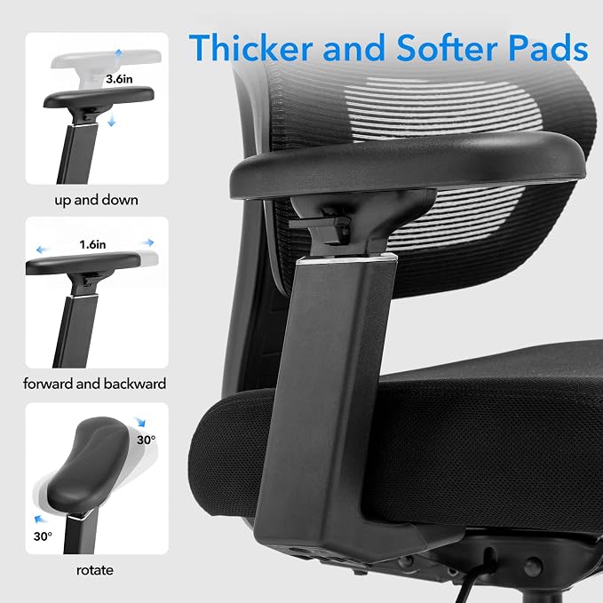 Ergonomic Mesh Office Chair, 400 lb Capacity for Work & Gaming | Mesh back and memory foam seat provide comfort, while adjustable headrest and lumbar support ease strain.