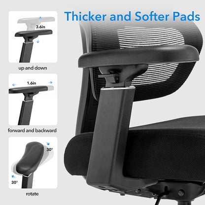 Ergonomic Mesh Office Chair, 400 lb Capacity for Work & Gaming | Mesh back and memory foam seat provide comfort, while adjustable headrest and lumbar support ease strain.