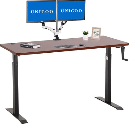 UNICOO Melamine 55.1 x 27.6 Inch Universal Table Top for Standard and Sit to Stand Height Adjustable Home and Office Desk Frames (Tabletop 55 - Walnut)
