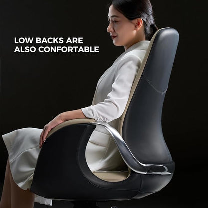 TOMU Genuine Leather Executive Office Chair, Executive Guest Chair, Mid Back Comference Office Chair for Office Comference Room Table,Swivel with Wheels, (Cream)