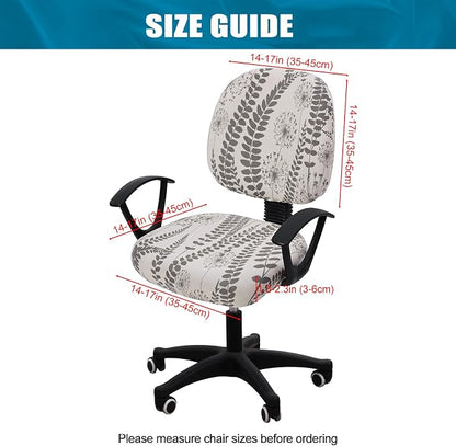 Smiry Stretch Printed Office Computer Chair Covers, Universal Washable Removable Desk Rotating Chair Slipcovers Protector, Seat + Backrest Cover - Sage Gray