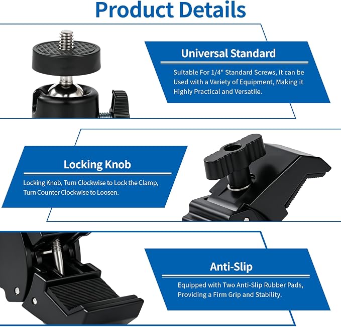 Webcam Stand Mount, Flexible Gooseneck Webcam Arm Stand with Desk Camera Mount Clip Clamp for Logitech C922 C930e C920S C920 C615 C960 C920x Brio 4K NexiGo N60 and More