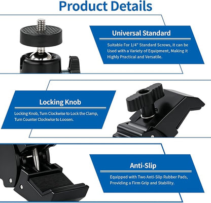 Webcam Stand Mount, Flexible Gooseneck Webcam Arm Stand with Desk Camera Mount Clip Clamp for Logitech C922 C930e C920S C920 C615 C960 C920x Brio 4K NexiGo N60 and More
