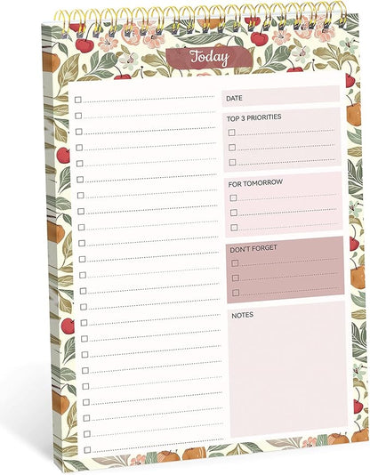 Taja To Do List 메모장 - 52장 작업용 할 일 목록 노트, 24.9 x 16.5cm(9.8 x 6.5인치), 날짜가 없는 일일 플래너, 일상 작업 및 목표 설정에 적합, 사무실, 가정 및 학교에 적합한 메모장 - 체리 오차드