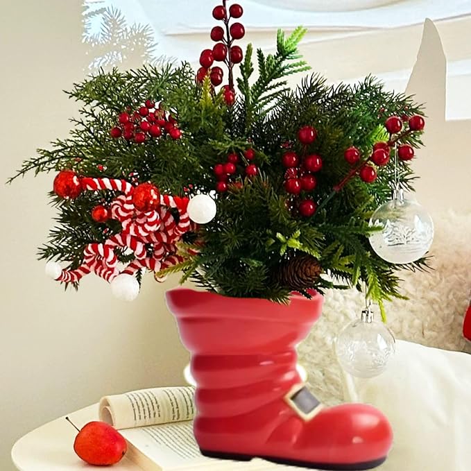 Paint Brush Holder,Ceramic Brush Organizer,Small Flower Vase (Red, Small)