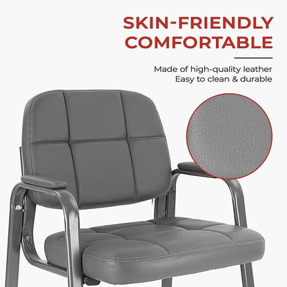 CLATINA Classic Reception Chair with Padded Armrests and Sturdy Steel Frame, Ergonomic Guest Chair for Office Conference Waiting Meeting Room, Grey (2 Pack)
