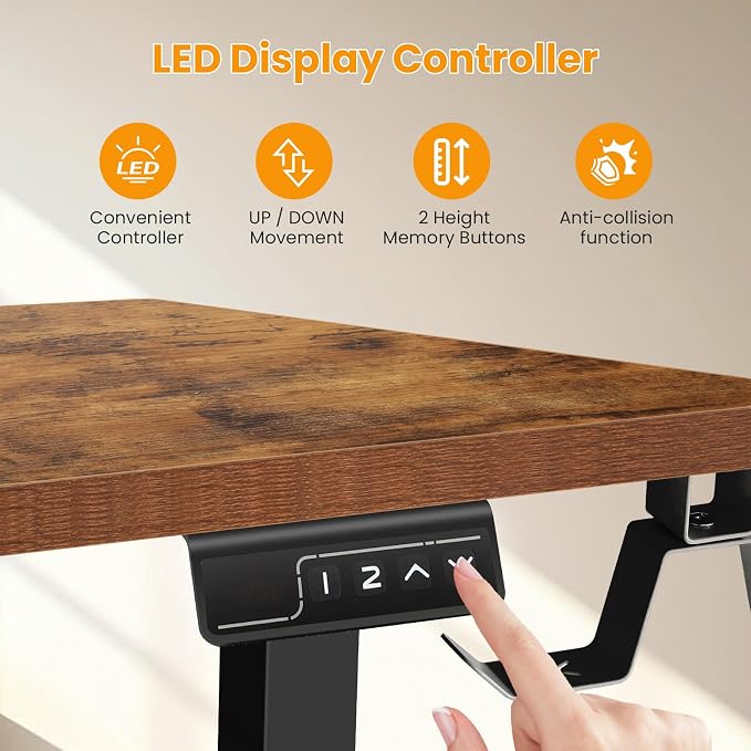 farexon L Shaped Standing Desk Adjustable Height, 63 x 55 Inch Corner Stand up Desk for Home Office with 39x18 in Mouse Pad, Electric Standing Computer Workstation with Headphone Hook, Rustic Brown