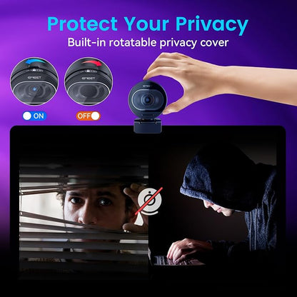 EMEET S600 4K Webcam for Streaming - Sony 1/2.55'' Sensor, PDAF Autofocus, 1080P@60FPS, 2 Noise Reduction Mics, Built-in Privacy Cover, 73° FOV, Streaming Camera for Live Commerce/Gaming/Beauty