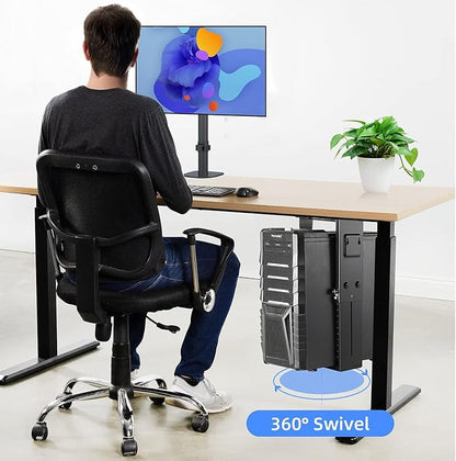 Pholiten Under Desk CPU Mount, Universal PC Wall Mount, 3.94 to 11.61 Inch Wide Computer Case CPU Hanger Holder, Adjustable 360 Swivel, Secure Lock, Max Load 44Lbs