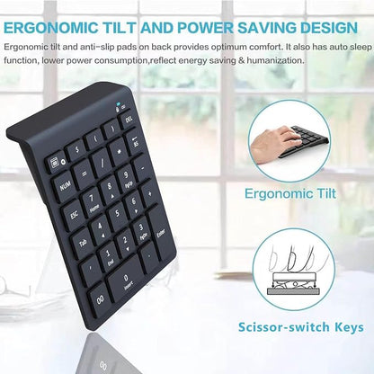 Lekvey Bluetooth Number Pad for Laptop, Wireless Numeric keypad, 28 Keys Numpad Number Keypad Bluetooth 10 Keys Number Pad for Laptop, MacBook Air/Pro, iMac, Surface Pro, etc