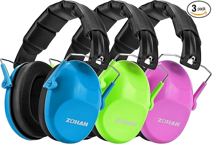 ZOHAN Kids Noise Cancelling Headphones - 25dB NRR Kids Ear Protection 3 Pack, Hearing Protection Safety Ear Muffs for School Monster Truck Fireworks Travel Studying Concerts Events