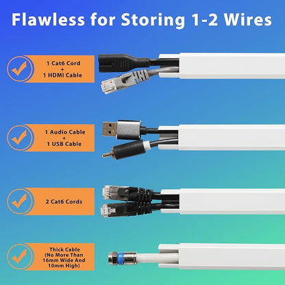 Wall Cable Hider Kit, 116in TV Wire Hider for Wall, Paintable Cord Hider Wall, Cord Organizer Hide 1-2 Cords Wall Mounted TV, Wire Cover for Wall, Cord Concealer 7XL16.5 W0.86 H0.43in, Beige