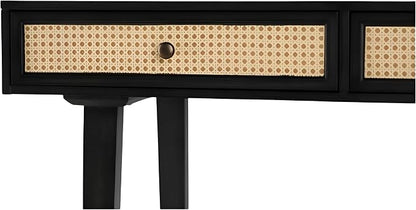 First of a Kind Mid Century Modern Home Office Desk with Drawers - Multi-Functional Writing Desk for Extra Space - Boho Office Desk, Black