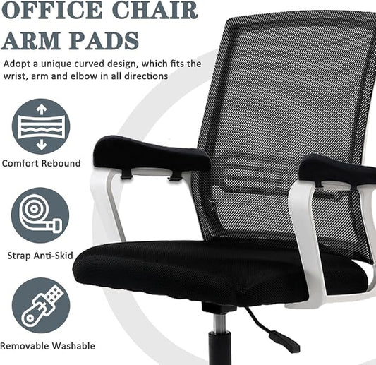 2 Pack Office Chair Armrest Pads Covers,Arm Rest Pad with Memory Foam Elbow Pillow for Forearm Pressure Relief, Arm Rest Covers for Office Chairs, Wheelchair, Comfy Gaming Chair (Black)
