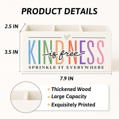 Kindness Is Free Inspirational Pen Pencil Holder for Desk, Inspirational Gifts for Women, Self Love Positive Mental Health Makeup Brush Toothbrush Holder for Vanity Bathroom