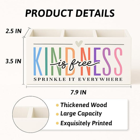 Kindness Is Free Inspirational Pen Pencil Holder for Desk, Inspirational Gifts for Women, Self Love Positive Mental Health Makeup Brush Toothbrush Holder for Vanity Bathroom