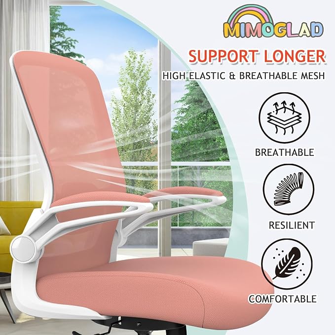 Mimoglad Home Office Chair, High Back Desk Chair, Ergonomic Mesh Computer Chair with Adjustable Lumbar Support and Thickened Seat Cushion