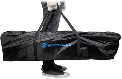 Rockville RTP32B Totem Moving Head Light Stand, Black and White Scrims | 2 Carry Bags, Adjustable Height 39-69 Inches, 132 lb Capacity, Steel, 35mm Pole Mount, Tool-Free Assembly