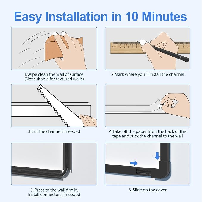 Yecaye Cord Hider, 113in Black Cord Covers for Wires on Wall, One-Cord Cord Organizer, Easy Install Cable Management Kit, Cable Cover Home Office, W0.59in H0.4in, Black