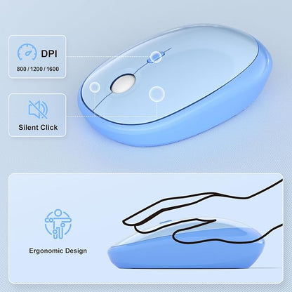 MOFII Wireless Keyboard and Mouse Combo, Full Size 2.4G Retro Round Computer Keyboard and Mouse Set, Plug and Play, for Windows, Computer, Desktop, PC, Notebook - (Blue Gradient)