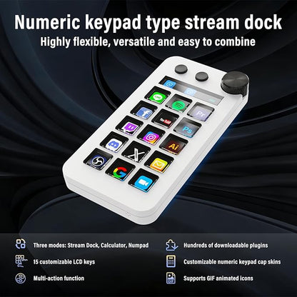 Streaming Deck for Live Streamers,Game commands keyboard for Gamers,Macro pad for Content Creators,Soundboard Keypad for OBS and Youtube,Three Modes(Shortcut Keys,Calculator,Numeric Keypad)