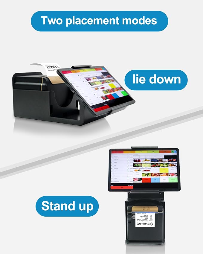 ZYWELL TS32 iPad Pos Stand Swivel with Thermal Printer Shelf for POS, Retail & Business All Metal no Installation Tilting, Waterproof Secure Checkout Stand Suitable for 9.7-13 inch Tablet