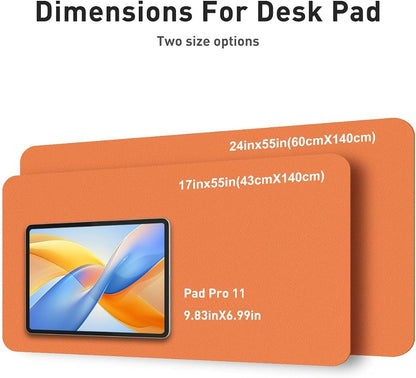 Aothia Faux Leather Desk Mat - Non-Slip PU Leather Desk Blotter, Waterproof Writing Surface, Large Desk Pad for Office & Home (Hermes Orange, 55" x 24")