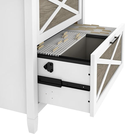Bush Home Key West 2 Drawer Lateral File Cabinet in Pure White and Shiplap Gray, Document Storage for Home Office, Accent Chest with Drawers