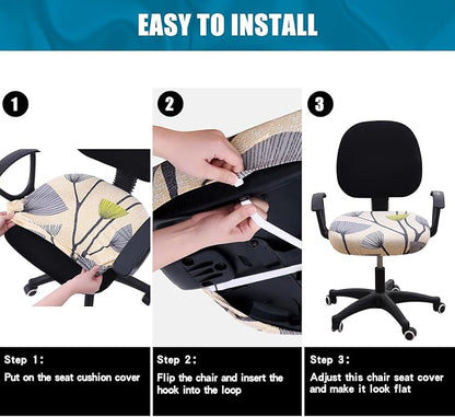 Smiry Printed Office Computer Chair Seat Covers, Stretch Fit Universal Desk Rotating Chair Cover Washable Removable Seat Cushion Protectors - Yellow and Grey