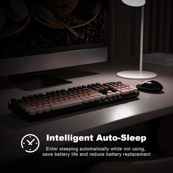 MOFII Wireless Keyboard and Mouse Combo, Retro Full Size Typewriter Keyboard with Number Pad and Sport Car Mouse for PC Computer Desktop Laptop Windows (Black Colorful)