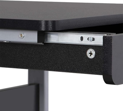 Topeakmart Mobile Compact Computer Desk Cart for Small Spaces, Work Workstation, Writing Desk Table with Drawers and Printer Shelf on Wheels