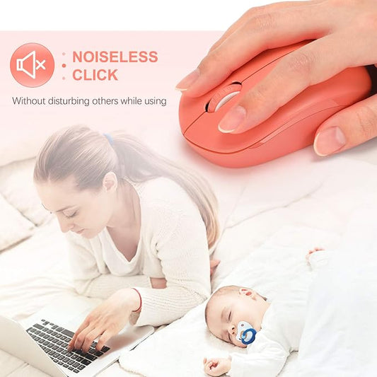 seenda Wireless Mouse, 2.4G Noiseless Mouse with USB Receiver Portable Computer Mice for PC, Tablet, Laptop, Notebook - Living Coral