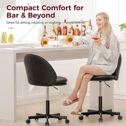 GTPLAYER Small Ergonomic Tall Office Chair, Computer Desk Chair with Wheels Versatile Height Use: Office to Bar Stools (or Standing Desk), Vanity Chair with Back PU Leather Shell Design for Gift